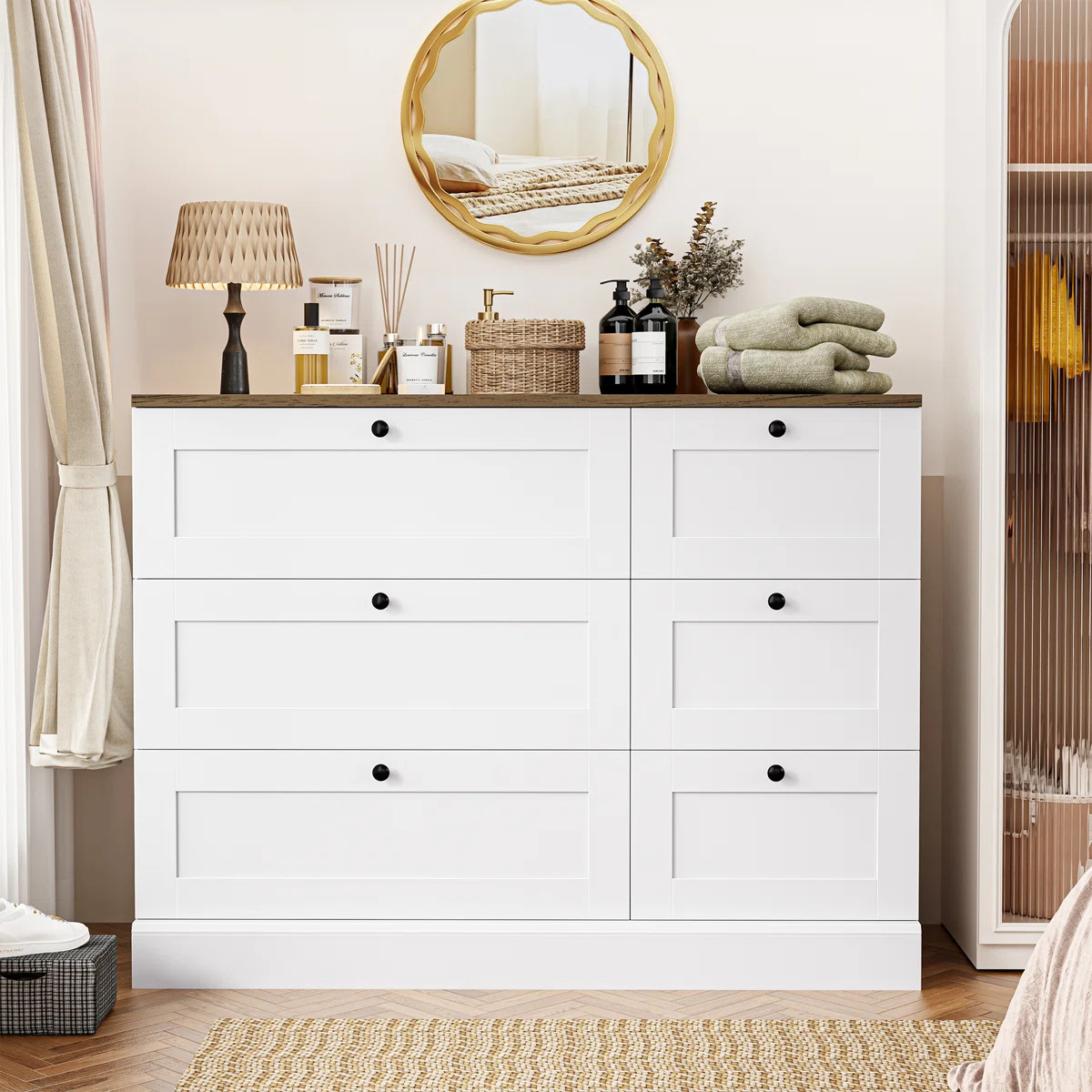 Beckwourth 6 Drawer 43.31" W Wood Modern Double Dresser | Wayfair North America