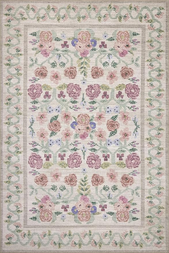 Loloi Rifle Paper Co. Rosa Collection RSA-01 Ivory 7'-6" x 9'-6" Area Rug | Amazon (US)