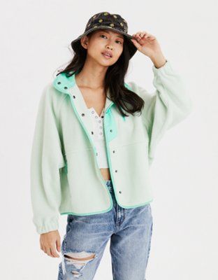 AE Fleece Snap Front Jacket | American Eagle Outfitters (US & CA)