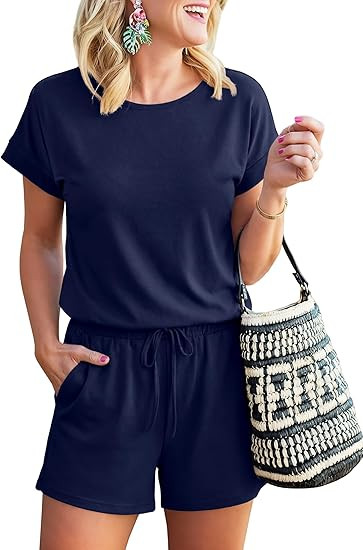ANRABESS Rompers for Women Summer 2026 Casual Dressy One Piece Tshirt Short Pants Jumpsuit Beach ... | Amazon (US)
