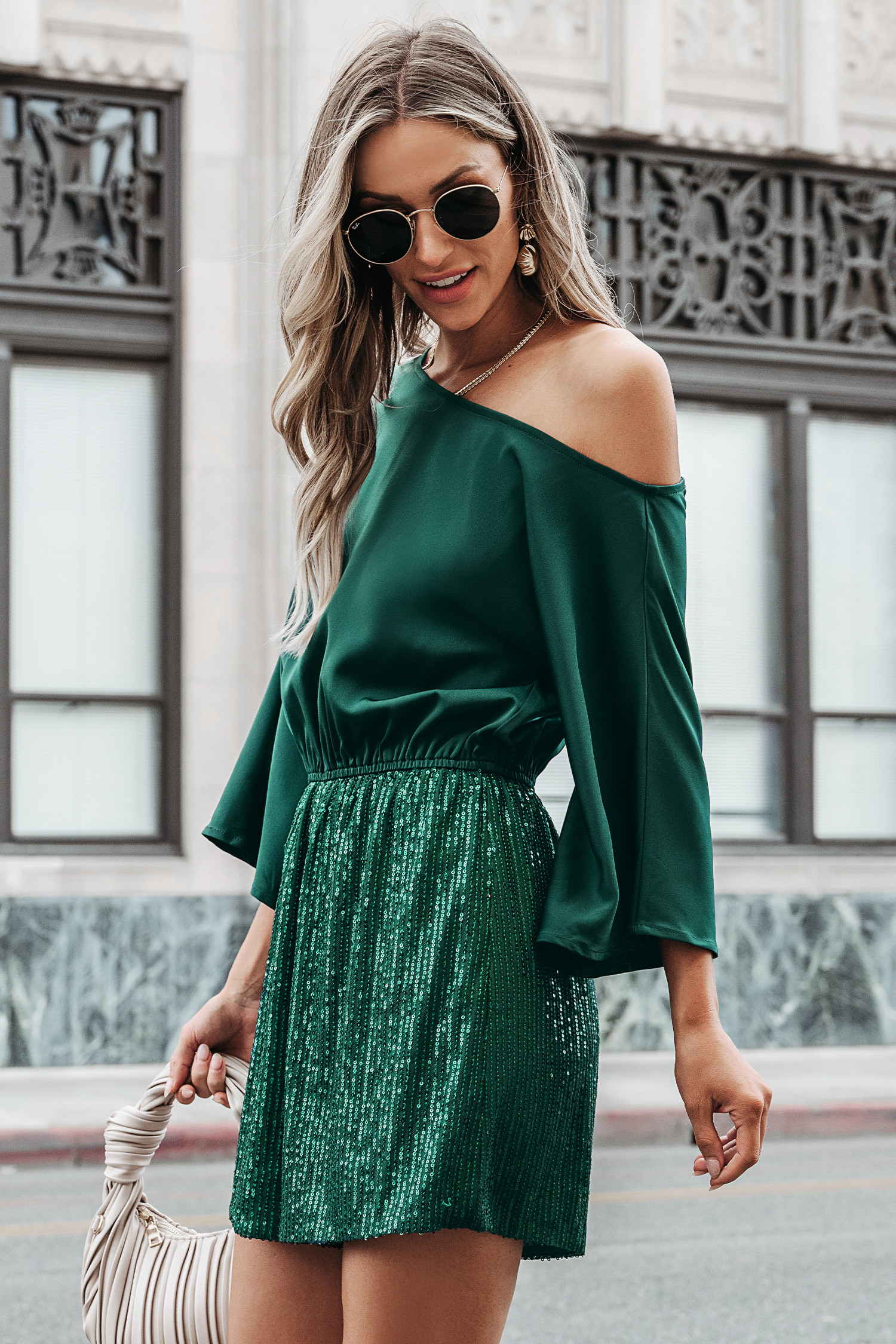 Holiday Shimmer Sequin One-Shoulder Romper | Cupshe US