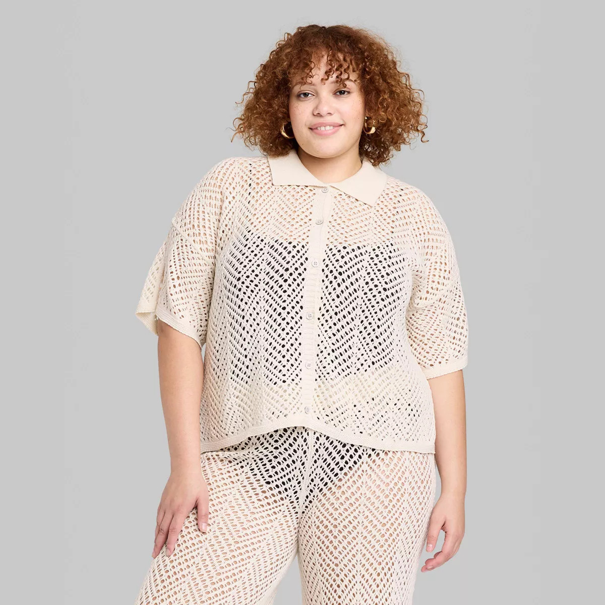 Women's Short Sleeve Open Work Camp Shirt - Wild Fable™ | Target