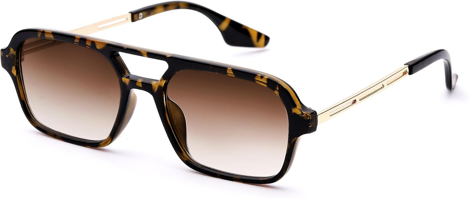 COASION Vintage 70s Flat Aviator Small Frame Sunglasses for Women Men Square Metal Design UV400 P... | Amazon (US)