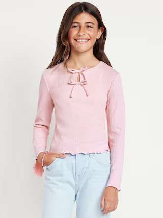 Long-Sleeve Tie-Bow Front Top for Girls | Old Navy (US)