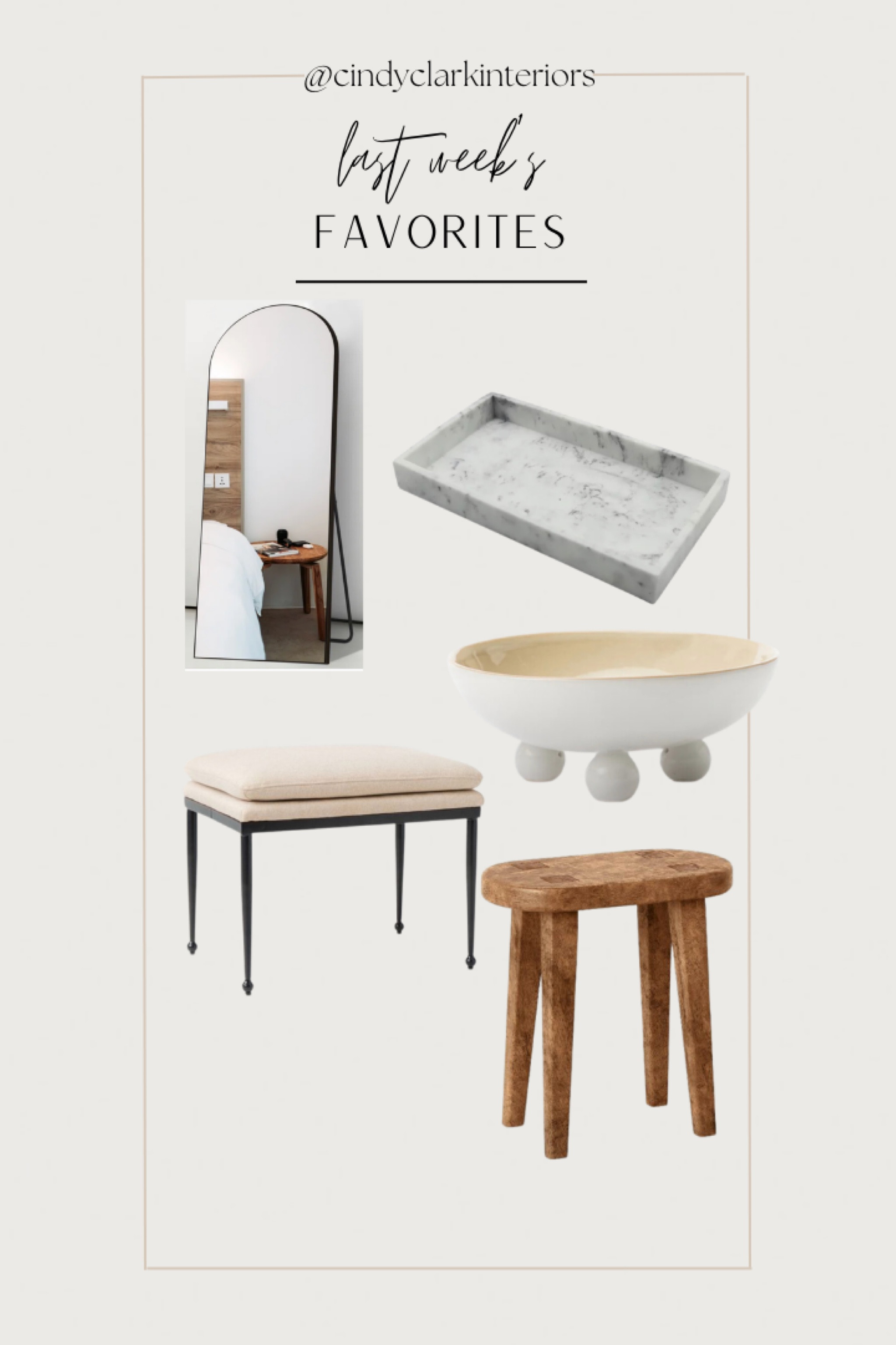 All of last weeks favorites in one place!

Mirror, Walmart, marble tray , stool, footed bowl

#LTKhome