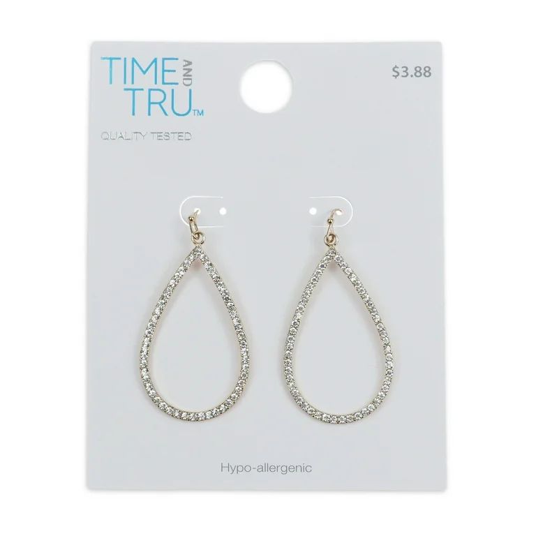 Time and Tru Woman's Stone Drop Earring, Gold - Walmart.com | Walmart (US)