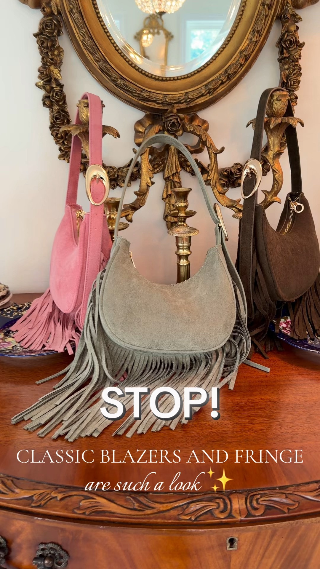 Obsessed with these fringe bags! They are so incredibly affordable and so fun! I love all the colors. How about you?
I am also loving this black blazer! It’s so classy and I always get compliments on the gold buttons.  Love the fit. Really gorgeous my friends! ❤️

#LTKgrwm #LTKSaleAlert #LTKOver40
