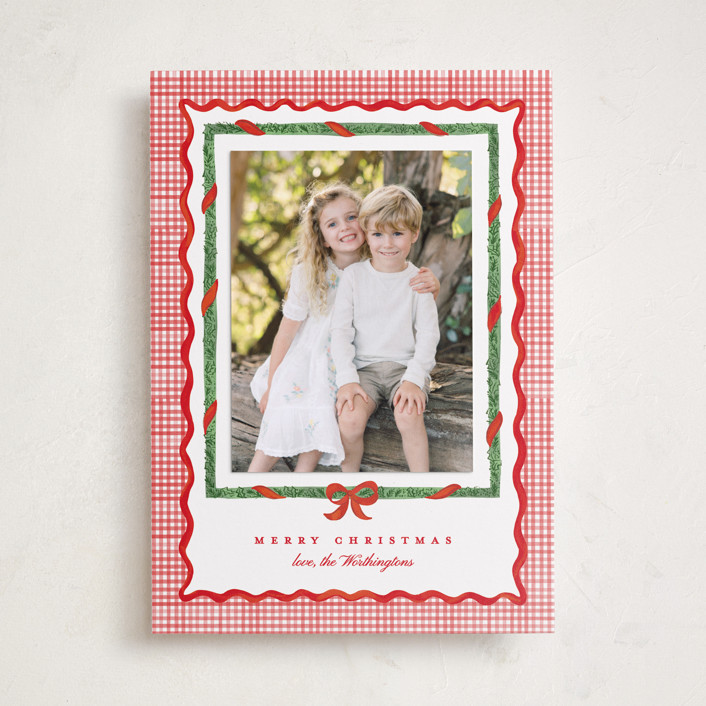 "Christmas maximalism" - Customizable Holiday Photo Mount Cards in Green or Red by Creo Study. | Minted
