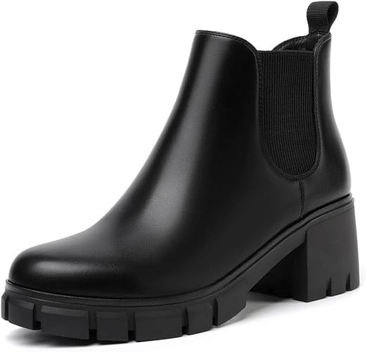GOUPSKY Women Chelsea Boots Comfortable Lug Sole Slip On Ankle Booties | Amazon (US)