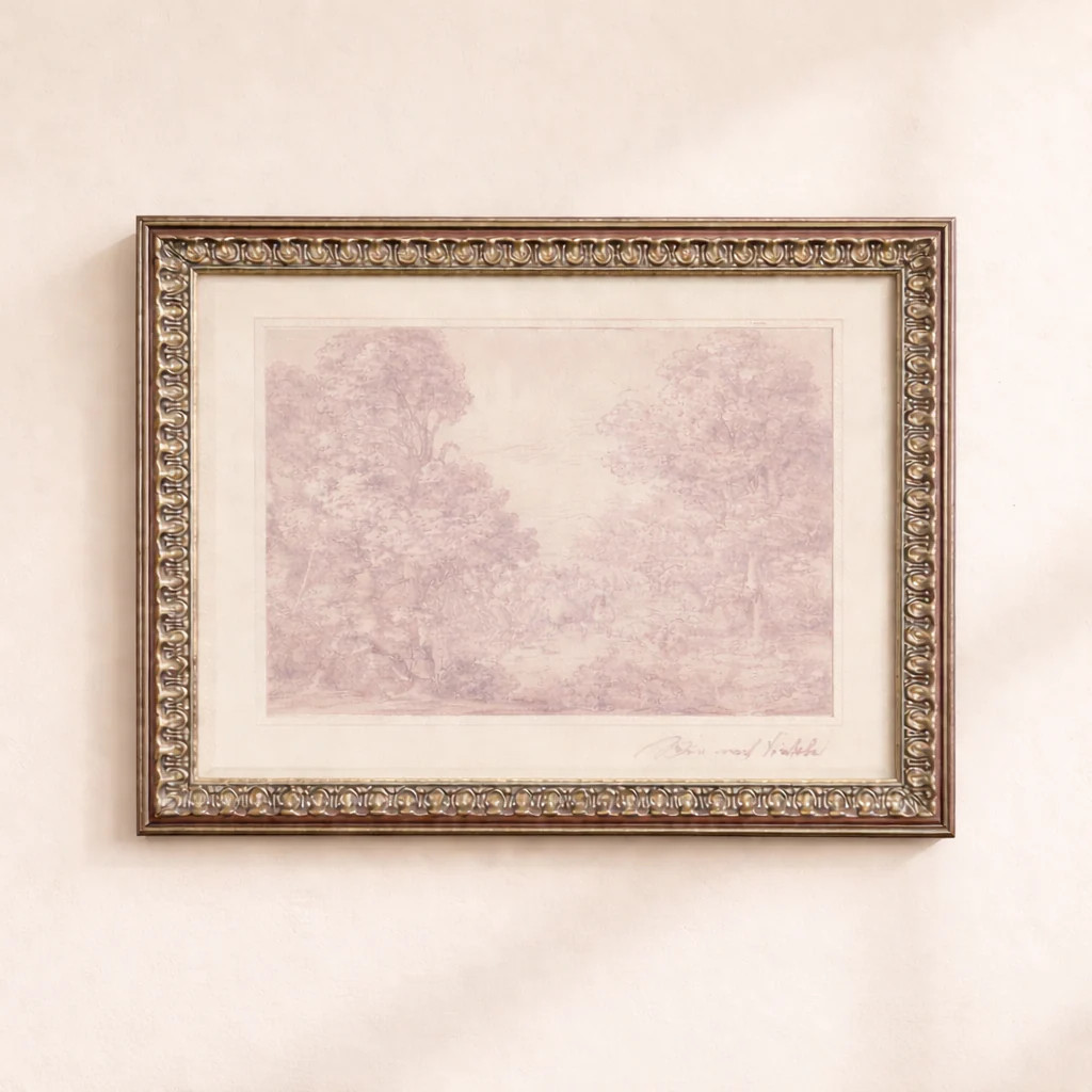 Monteverde Sketch | French Antique Inspired Polished Framed Art | luxe bCO