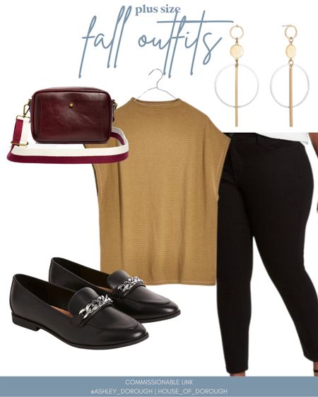 Love this chic look for work this fall! Black plus size pants, black wide loafers, this yummy camel flowy top and burgundy bag! 

#LTKcurves #LTKworkwear #LTKunder100