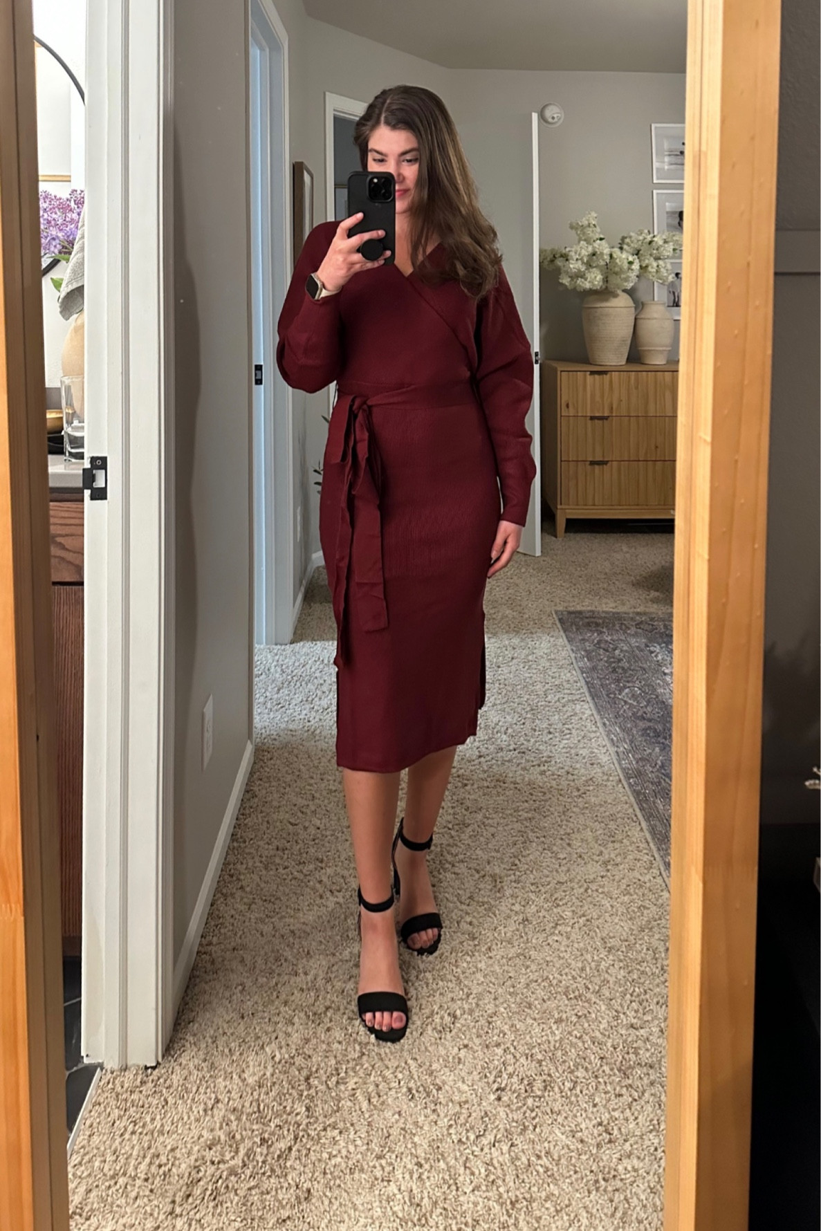 Fall/winter wedding guest dress, sweater dress, burgundy dress, long dress, Amazon fashion, Amazon find, black heels, affordable fashion

#LTKSeasonal #LTKfindsunder50 #LTKstyletip