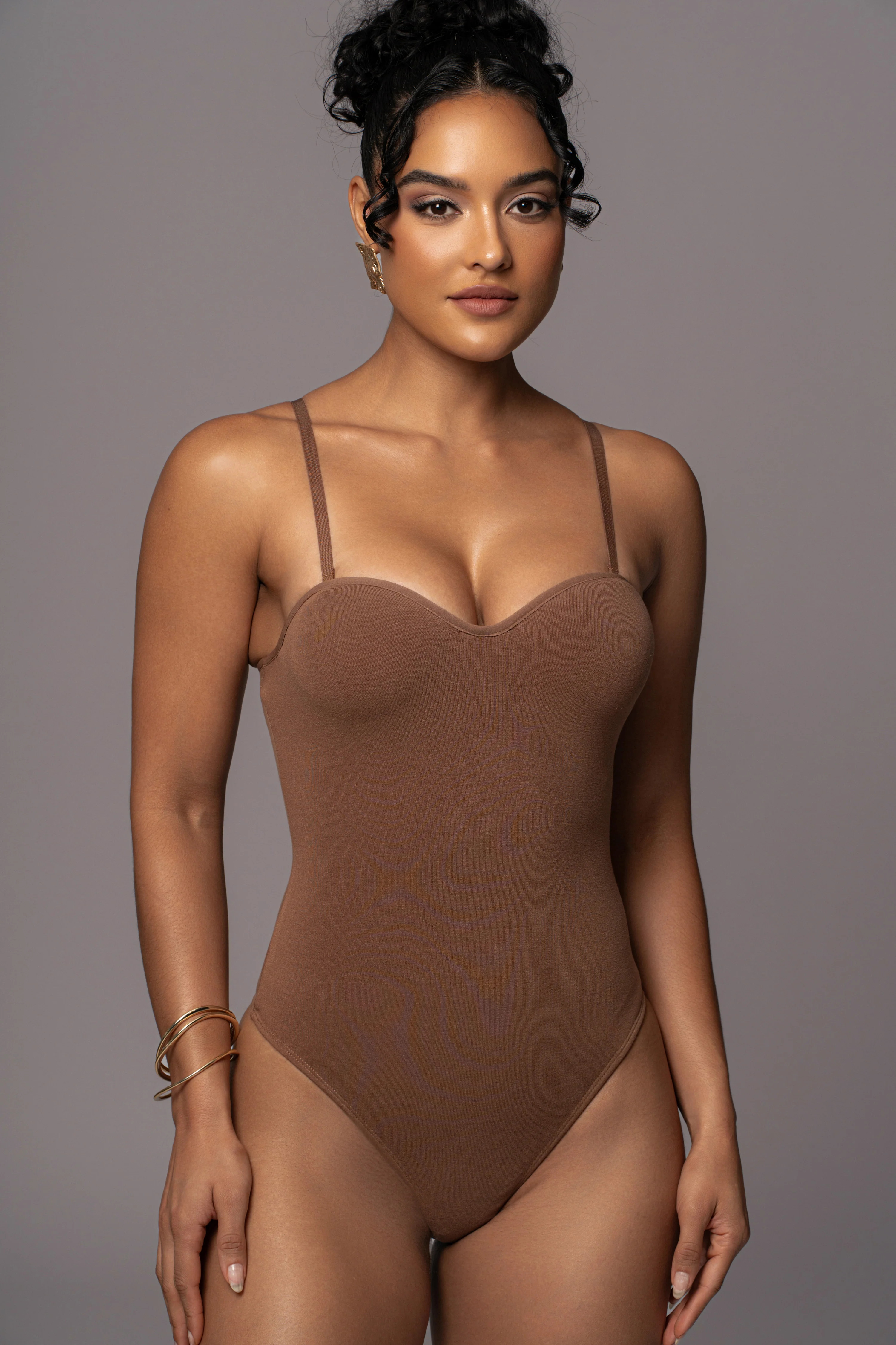 Pecan Sascha Strapless Bodysuit XS | JLUXLABEL