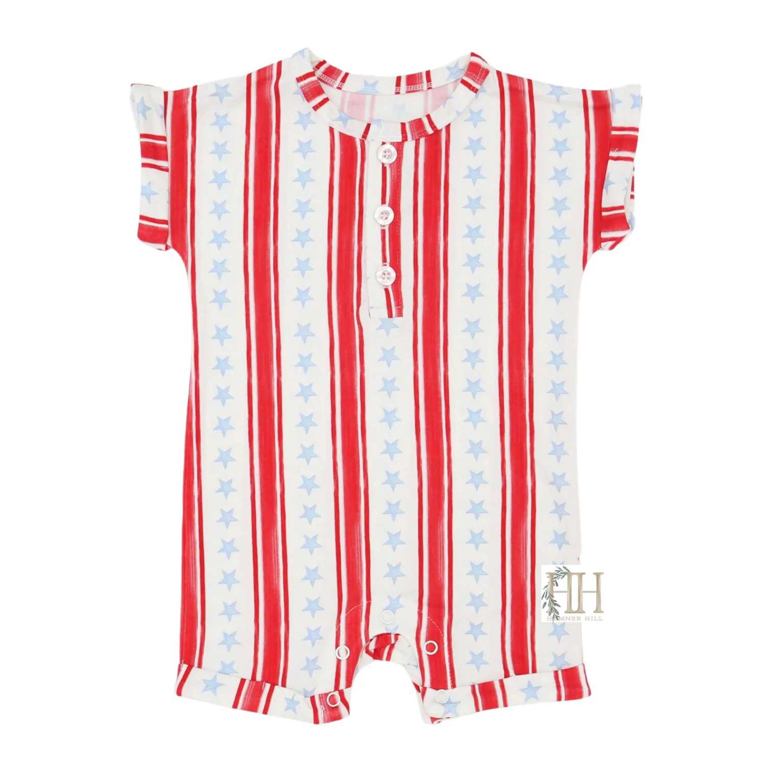 Boys Stars and Stripes Button Romper | Hamner Hill