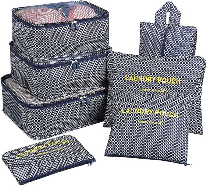 Mossio 7 Set Packing Cubes with Shoe Bag - Travel Carry On Luggage Organizer | Amazon (US)