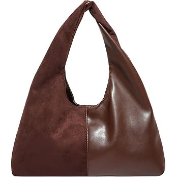 Suede Purse Slouchy Suede Hobo Bags for Women Trendy Splicing Leather Tote Bag Handbag | Amazon (US)