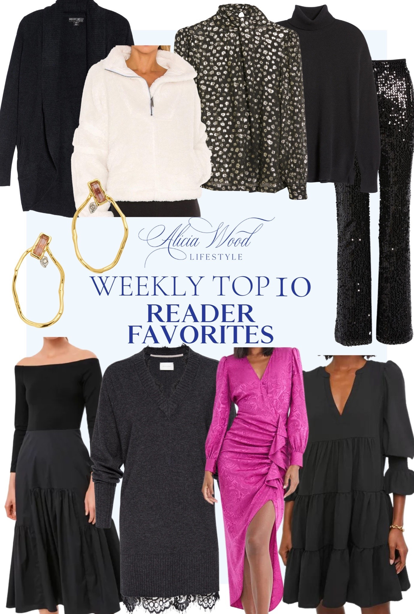 Weekly favorites!

Barefoot dreams cardigan, 1/2 zip sweatshirt, Mille blouse, cashmere sweater, sequin pants, gold earrings, black Tuckernuck off the shoulder dress, Brochu Walker sweater dress, Veronica Beard pink dress, and the best little black dress! 

#LTKsalealert #LTKHoliday #LTKCyberweek