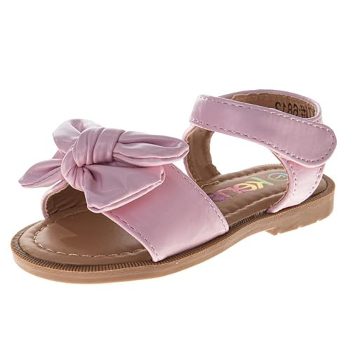 Josmo Girls Toddler Open Toe Sandals Cute Bow Buckle Strap Summer Dress Fashion Sandals- Pink 5 Toddler | Amazon (US)