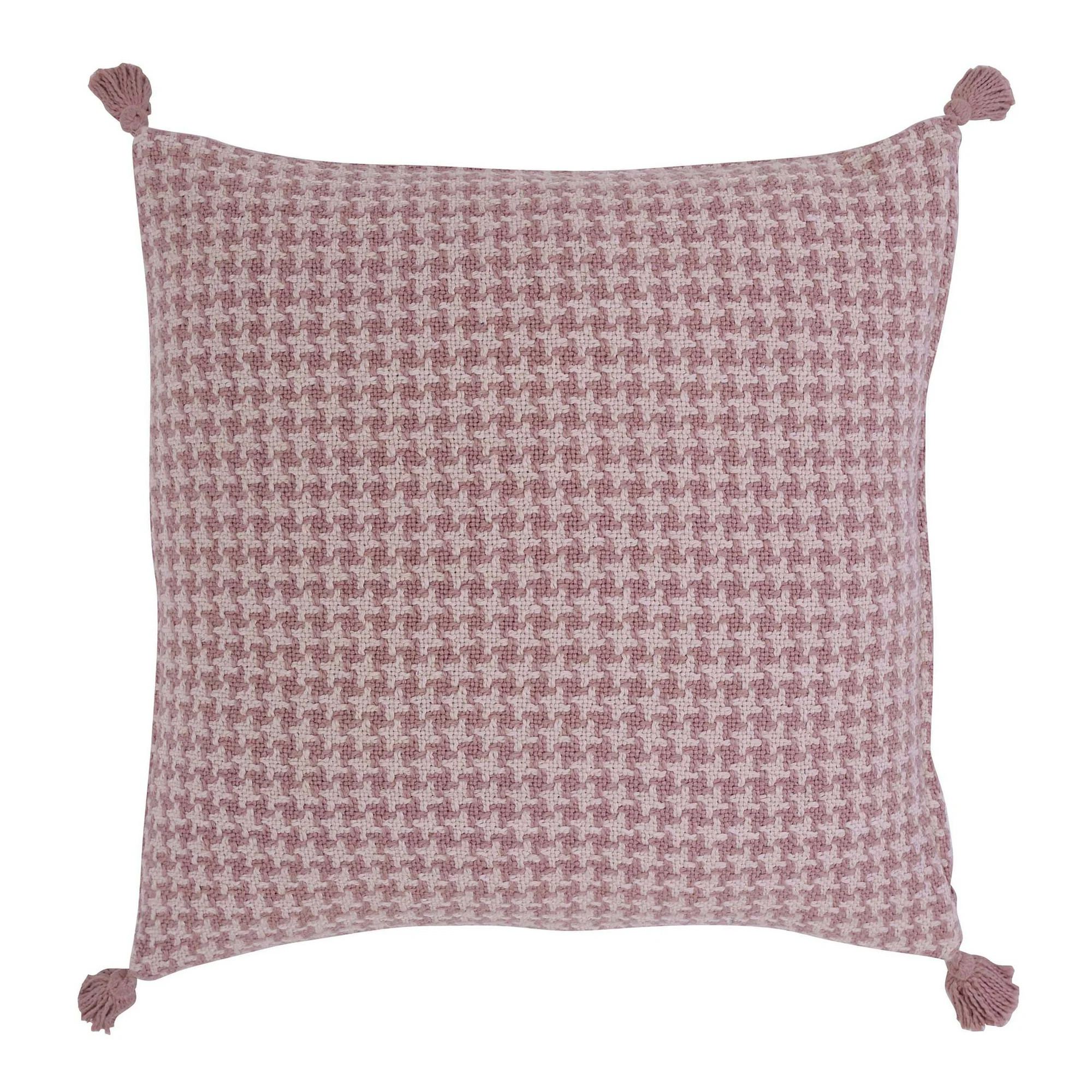 Beautiful Tonal Houndstooth Cotton Slub Decorative Pillow with Tassels by Drew Barrymore, 22" x 2... | Walmart (US)