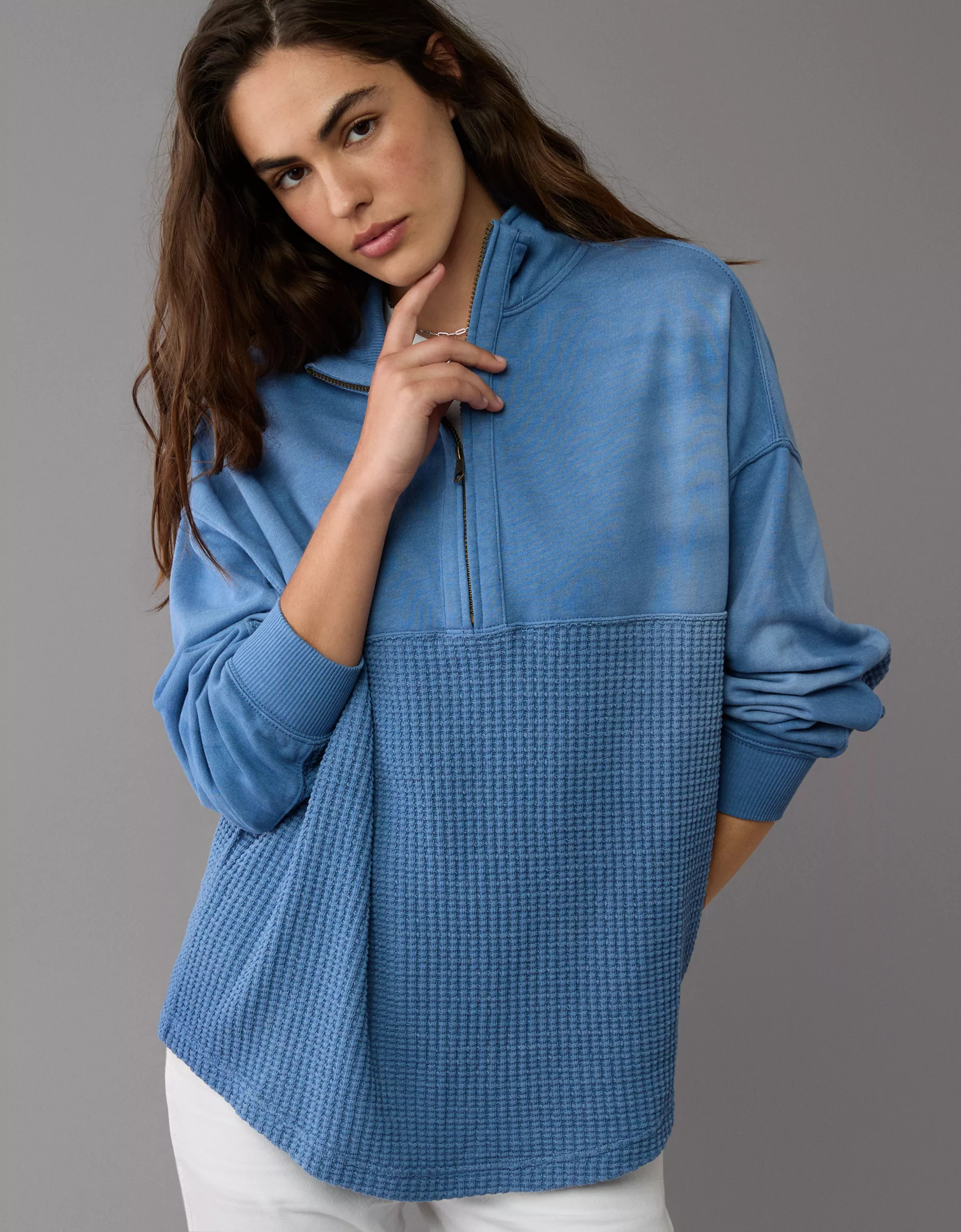 AE Oversized Half-Zip Sweatshirt | American Eagle Outfitters (US & CA)