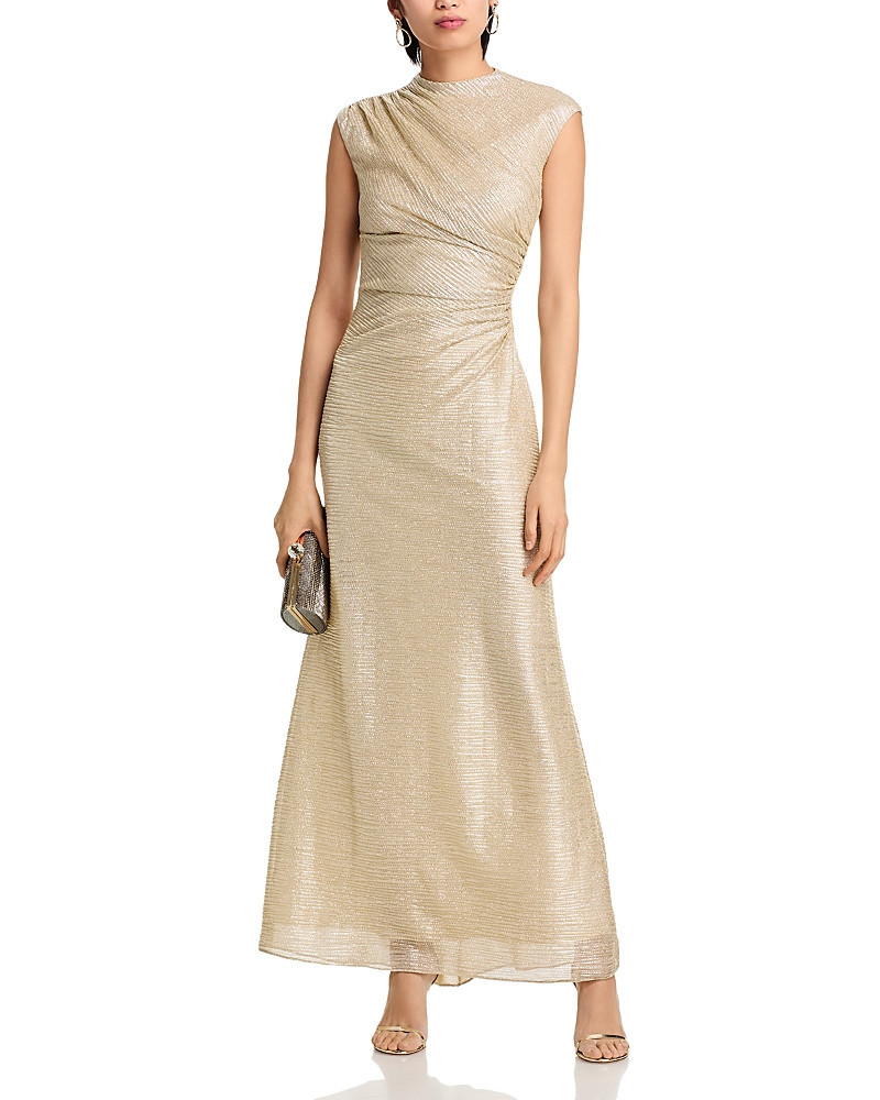 Aqua Crinkle Metallic Gown | Bloomingdale's (US)