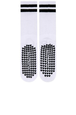 Striped Tube Grip Sock in White | Revolve Clothing (Global)