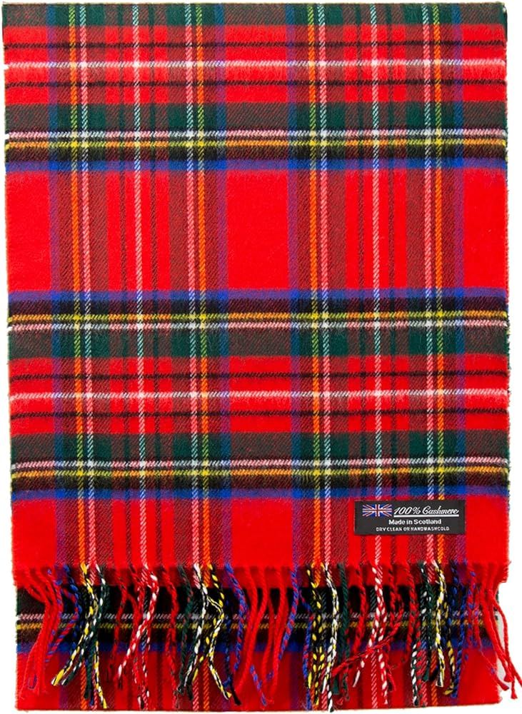 2 PLY 100% Cashmere Scarf Elegant Collection Made in Scotland Wool Solid Plaid Men Women (Stewart... | Amazon (US)