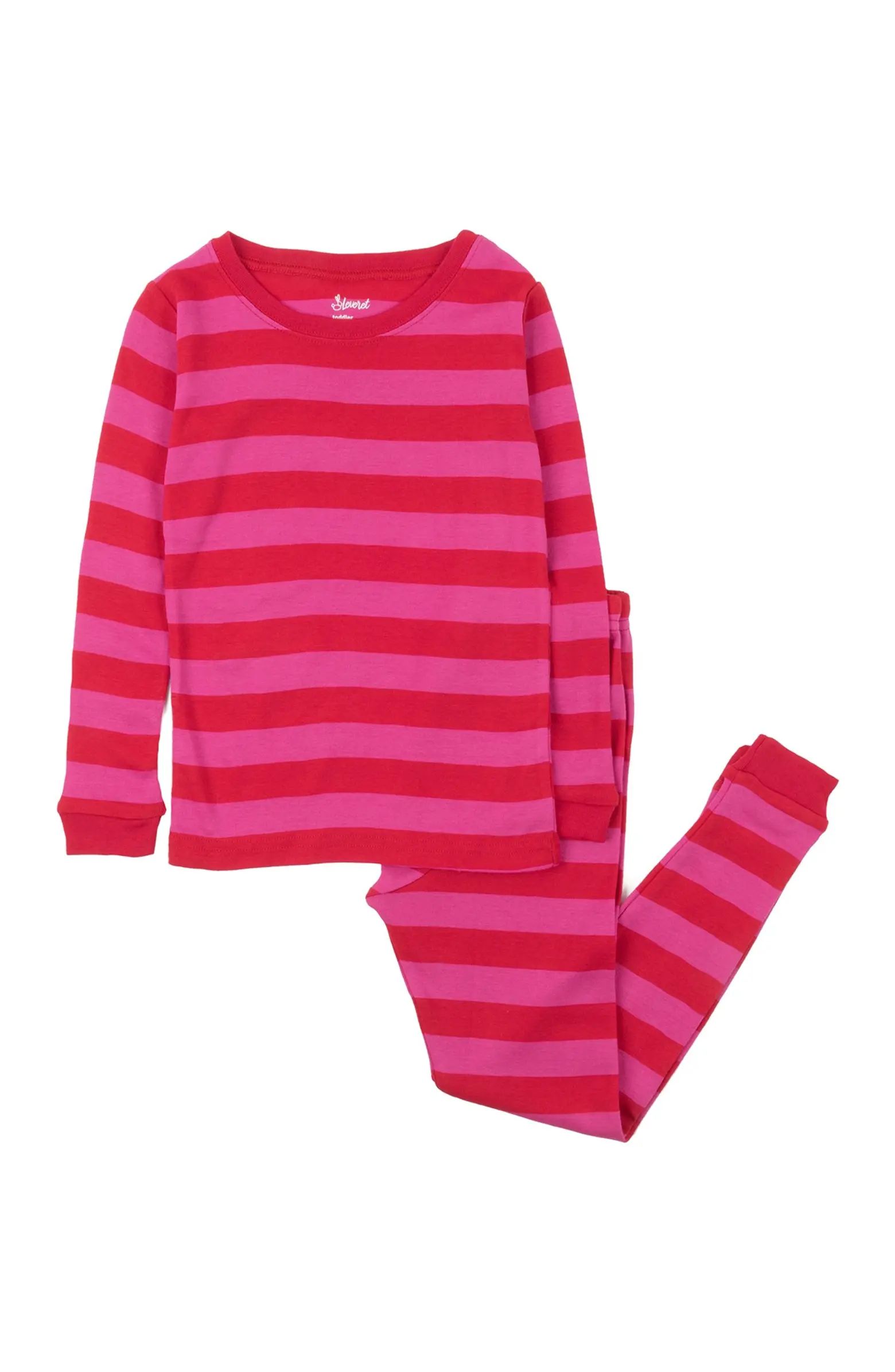 LEVERET Stripe Print Cotton Pajama Set | Nordstromrack | Nordstrom Rack