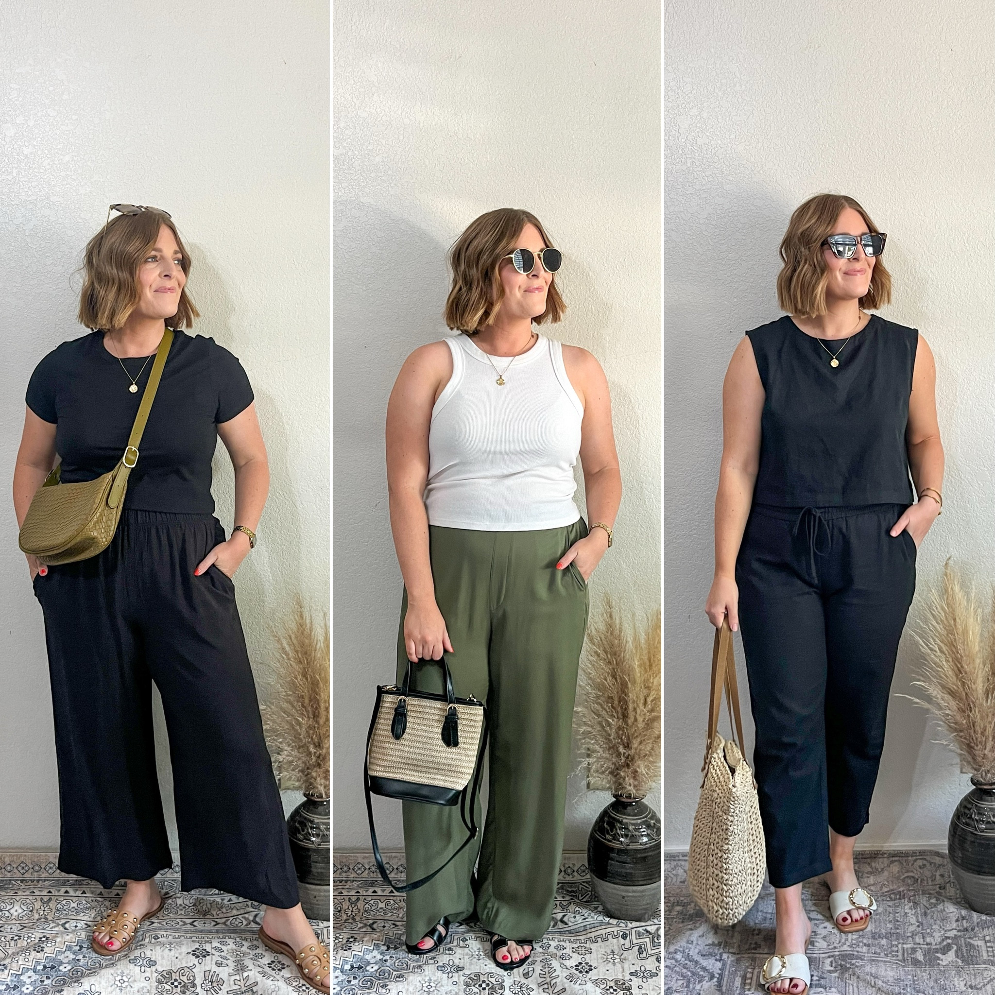 3 Summer friendly bottoms// just as comfortable as leggings, but look more elevated! Can dress up or down 

H&M cropped pants M (size down)
Old Navy playa pants L (tts)
J.Crew linen pants 10 classic (tts) I’m 5’4

#LTKStyleTip #LTKMidsize #LTKFindsUnder50