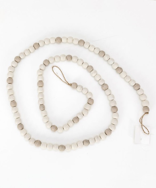 White & Tan Wood Bead Garland | zulily