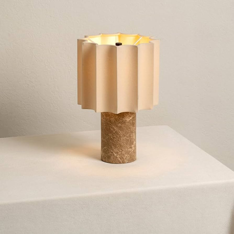 Portable LED Marble Table Lamp with Touch Sensor, Level 3 Brightness, Rechargeable, Fabric Shade ... | Amazon (US)