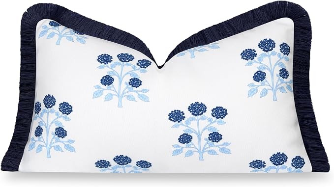 Hofdeco Premium Coastal Hampton Patio Indoor Outdoor Lumbar Pillow Cover Only, 12"x20" Water Repe... | Amazon (US)