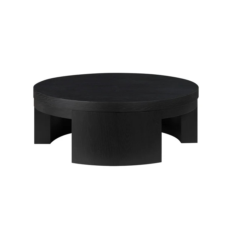 Beautiful Mod Round Coffee Table by Drew Barrymore, Black Wood Finish - Walmart.com | Walmart (US)