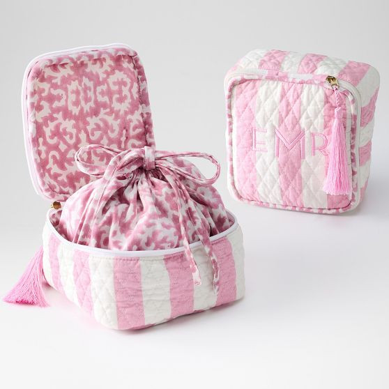 Block Print Quilted Travel Jewelry Storage | Mark and Graham