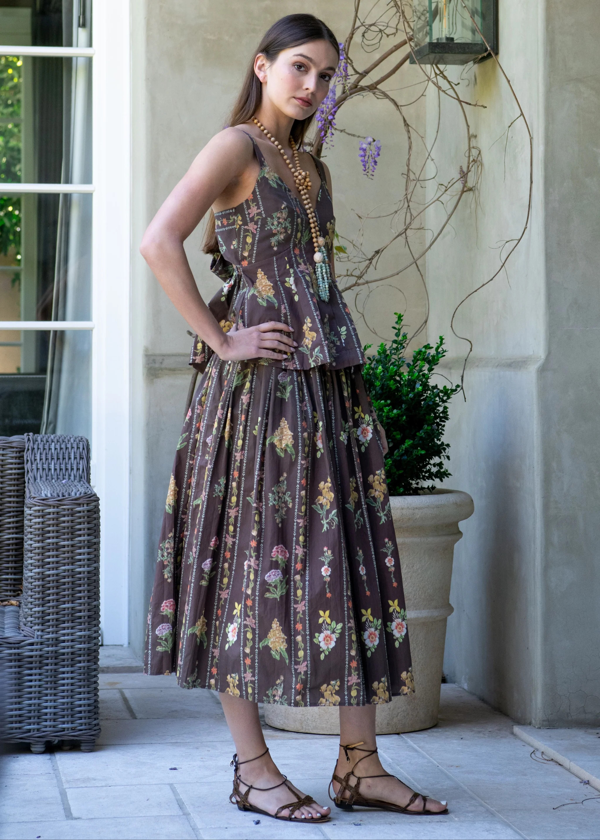 Francesca Floral Print Pleated Maxi Skirt | Benaar La