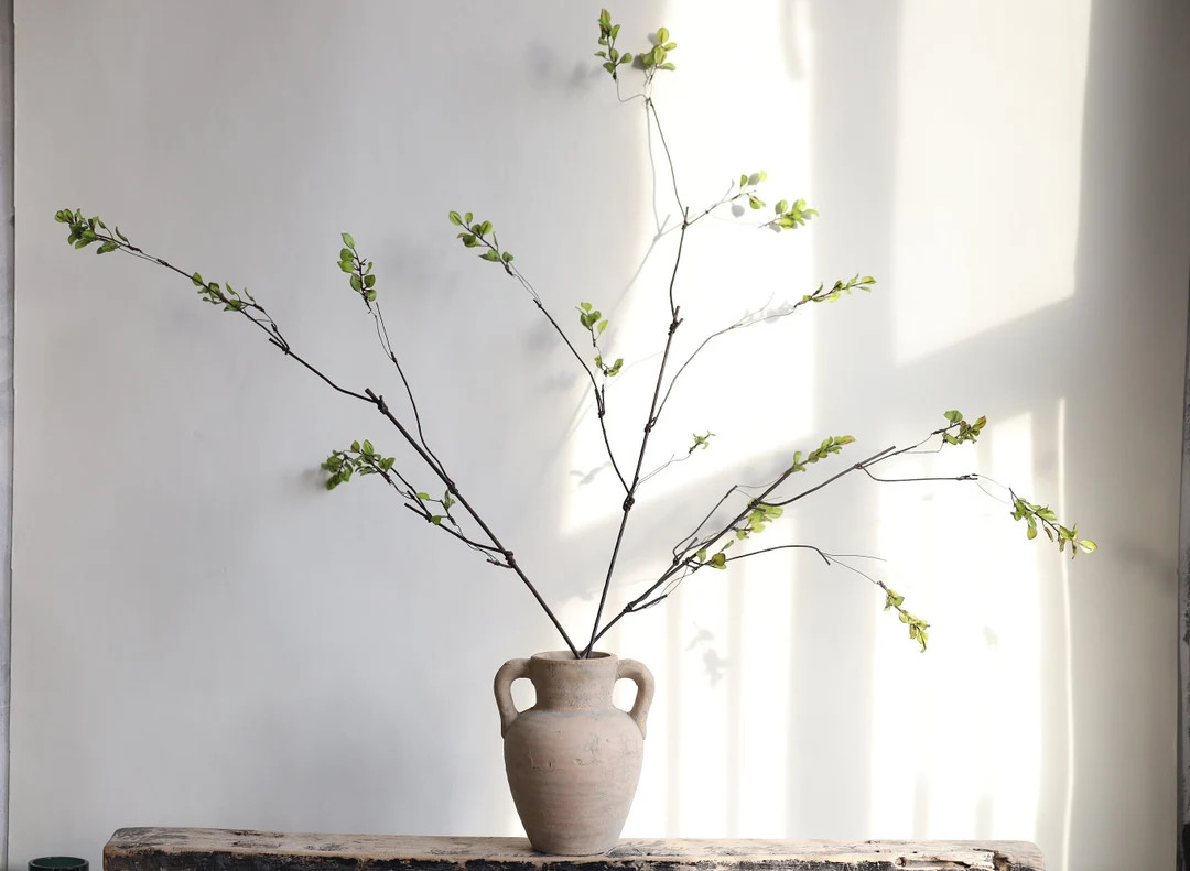 39" Fake Green Leaf Branches, Decorative Plant Stem, Minimalist Style, High Quality Artificial Pl... | Etsy (US)