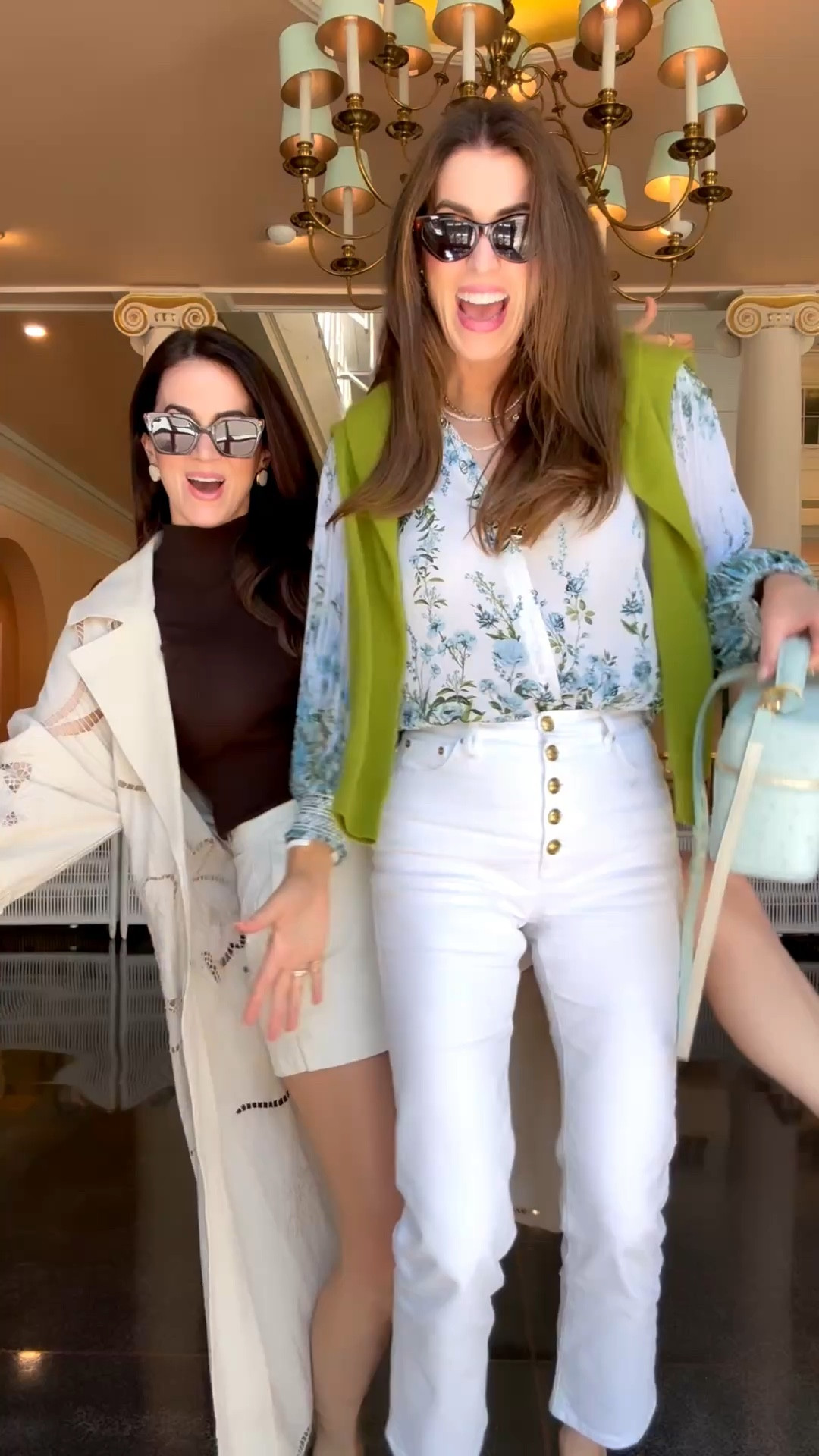 We’ve just arrived at The Greenbrier with our parents and our girls to celebrate my youngest’s birthday 💚 Truly our home away from home — being back in beautiful West Virginia where we grew up always feels so special to us.

I’m wearing a size small in this gorgeous Alice + Olivia blouse (my mom already wants to steal it), and it’s the perfect spring piece — especially paired with my favorite green Tuckernuck cashmere sweater draped over the shoulders. These are an older pair of Tory Burch jeans, but I’ve linked some great similar options for you here.

The accessories are really working here — I’m loving these new Celine sunnies I picked up recently, and these Prada wedges are so worth the investment. I already know I’ll be reaching for them every spring and summer.

And this gorgeous blue ostrich leather train case… obsessed. Such a chic little statement piece. The brand is Etoile, and I’ve linked a few beautiful options for you here as well 🩵 

 #LTKOver40 #LTKTall #LTKTravel