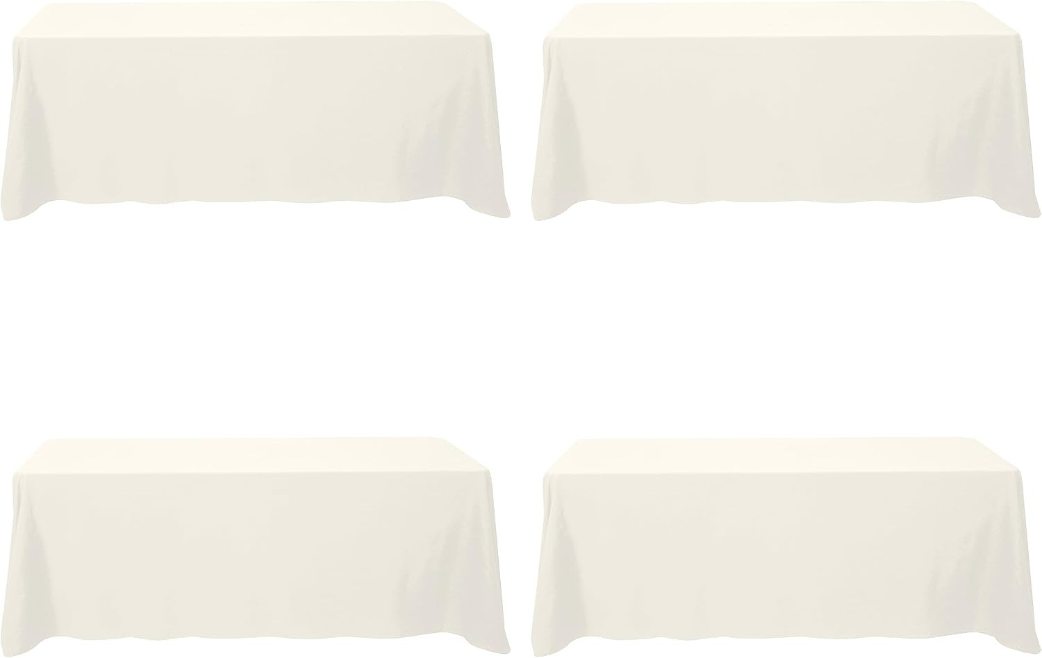 BRILLMAX 4 Pack Ivory Tablecloths 90x156 Inch for 8ft Rectangle Tables | Amazon (US)