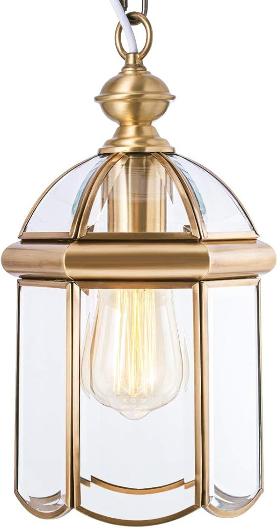 Outdoor Brass Hanging Light Fixtures, Waterproof Pendant Lighting Exterior Light Ceiling Porch Li... | Amazon (US)