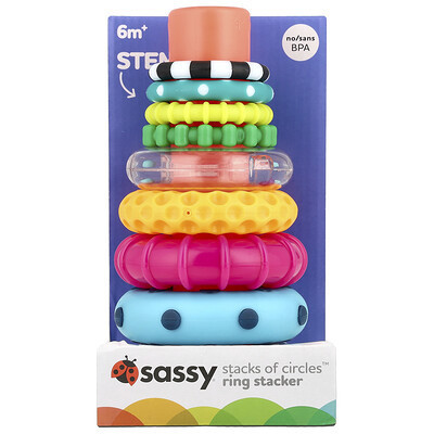 Sassy, Stack of Circles™, Ring Stacker, 6 Months+, 10 Piece Set | iHerb