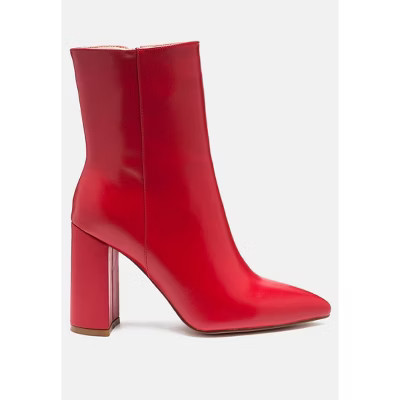 Rag & Co Womens Block Heeled Leather Ankle Boot 5 | Target