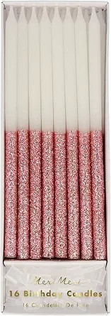 Meri Meri Dipped Glitter Birthday Celebration Candles (Pack of 16) (Dusky Pink) | Amazon (US)