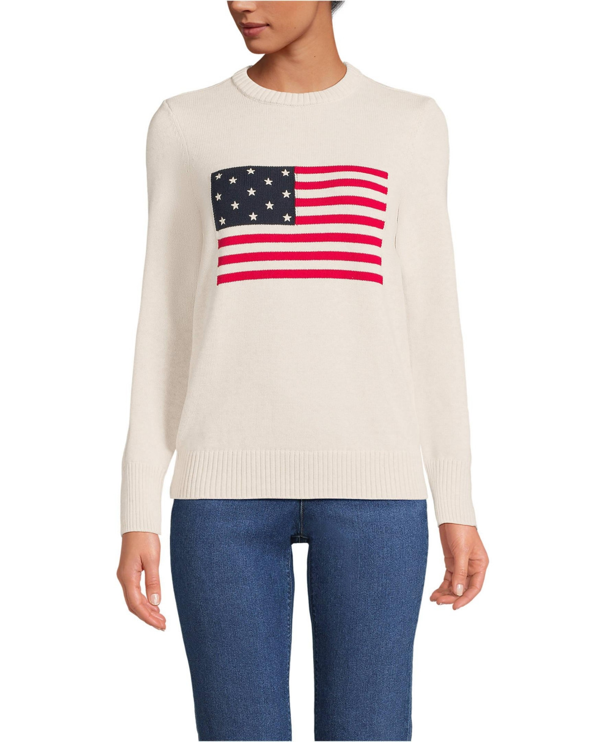 Lands' End Women's Drifter Sweater - Oatmeal heather flag | Macy's