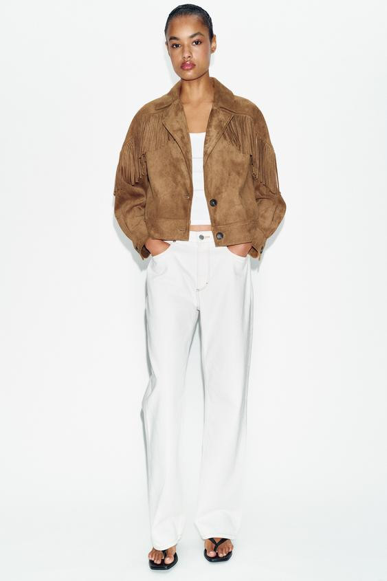 FRINGED FAUX SUEDE JACKET | Zara US