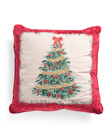 18x18 Vintage Tree And Garland Decorative Pillow | TJ Maxx