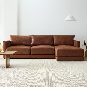 Melbourne Leather 2-Piece Chaise Sectional (112"–122") | West Elm (US)