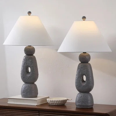 Henge 28" Organic Minimalist Textured Resin/Metal Stacked LED Table Lamp | Wayfair North America