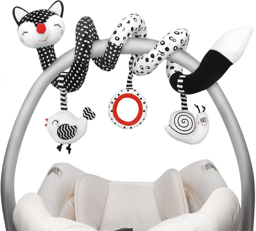 Euyecety Baby Spiral Plush Toys, Black White Stroller Toy Stretch & Spiral Activity Toy Car Seat ... | Amazon (US)