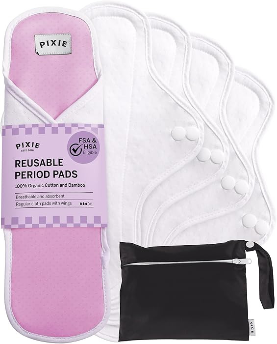 Pixie Cotton Cloth Pads for Feminine Care - 100% Organic Reusable Pads - Ranked 1 for Softest Men... | Amazon (US)