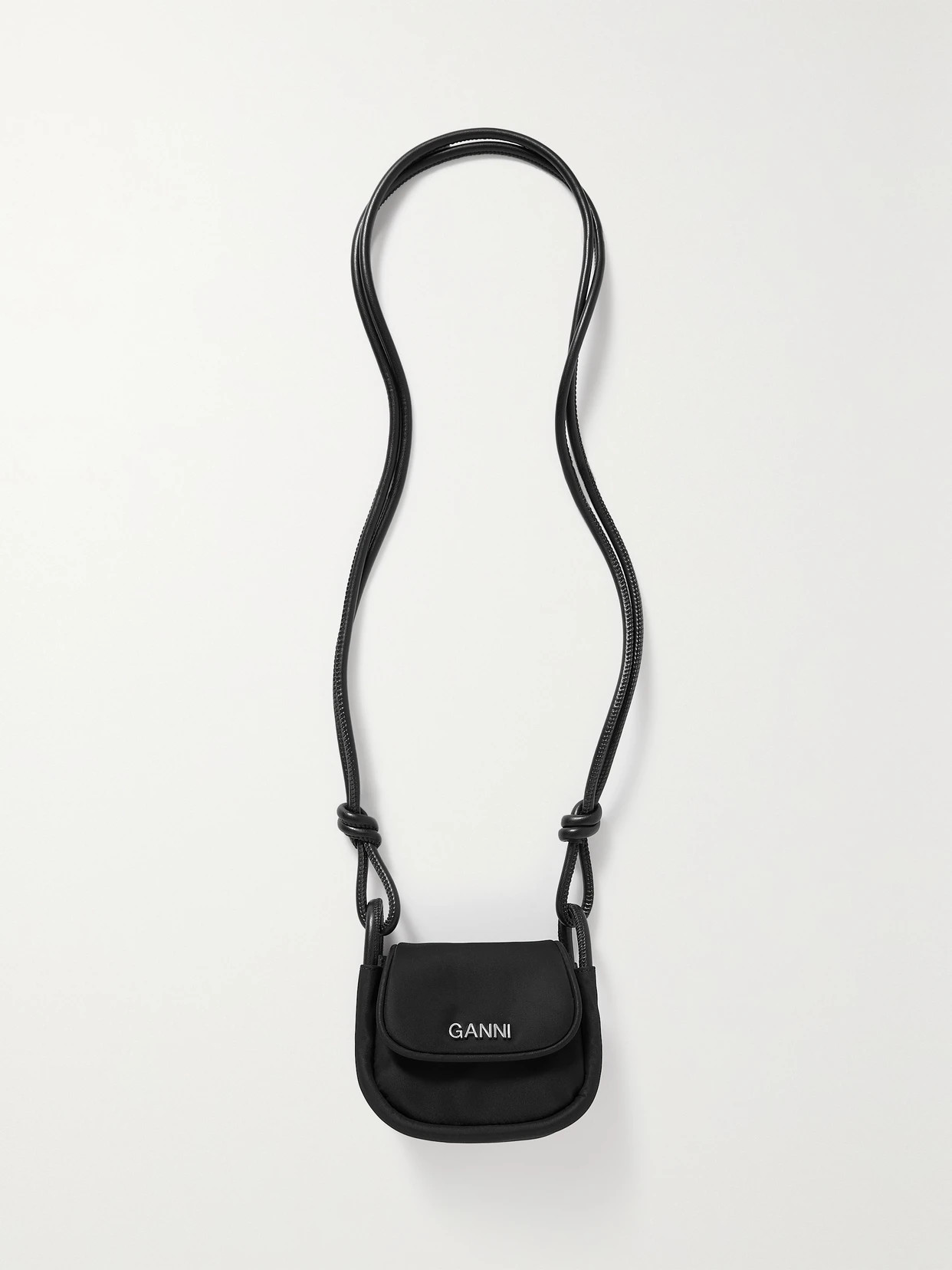 GANNI - Knot Mini Leather-trimmed Recycled-shell Shoulder Bag - Black | NET-A-PORTER (US)